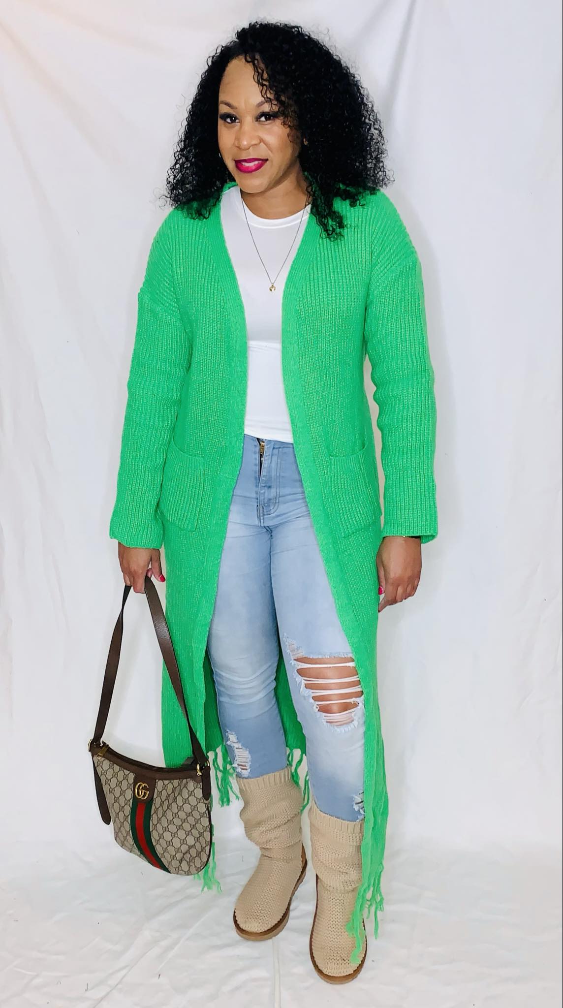 Fringe Cardigan (Green)