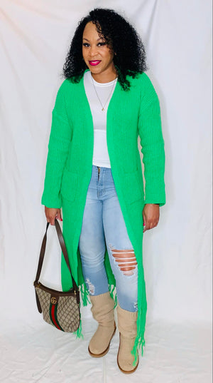 Fringe Cardigan (Green)