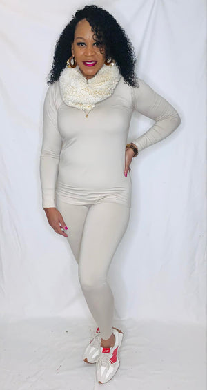 Long Sleeve Tee and Legging Set- Sand