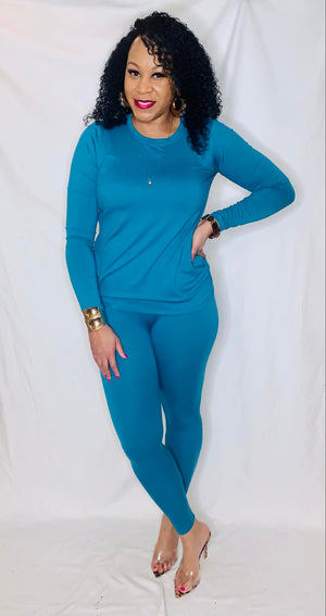 Long Sleeve Tee and Legging Set- Teal