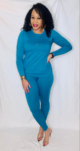 Long Sleeve Tee and Legging Set- Teal