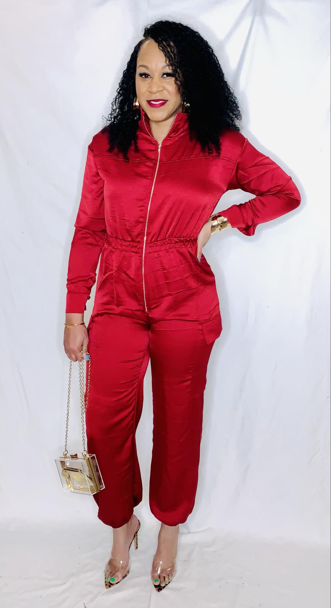 Cargo Jumpsuit- Wine