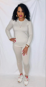 Long Sleeve Tee and Legging Set- Sand