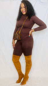 Mock Neck Top and Legging- Mahogany