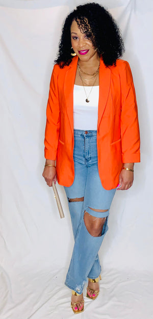 Solid Blazer-Orange