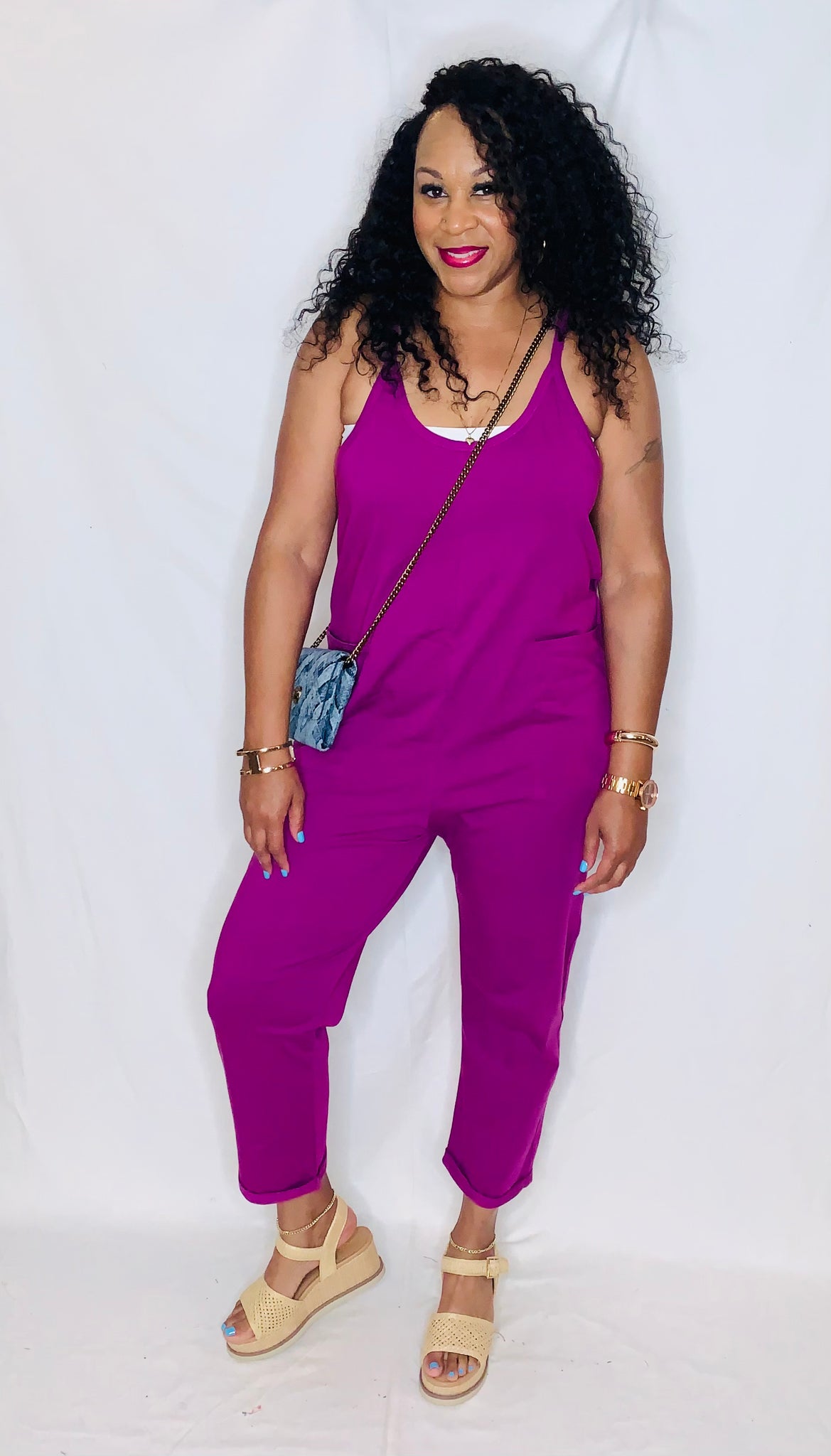 Spaghetti Strap Jumpsuit- Light Plum