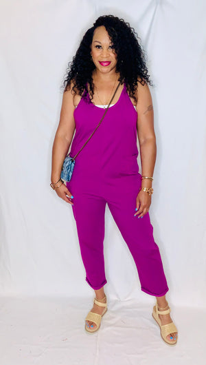 Spaghetti Strap Jumpsuit- Light Plum