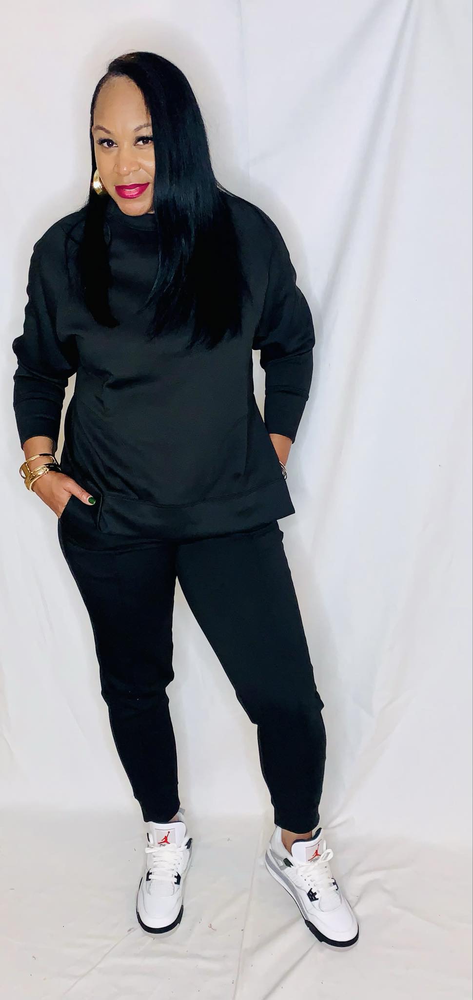 Scuba Pullover Jogger Set-Black