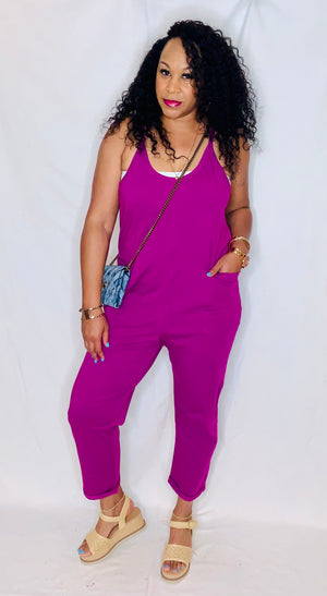Spaghetti Strap Jumpsuit- Light Plum