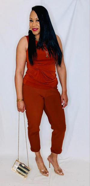 Capri Pant Set-Rust