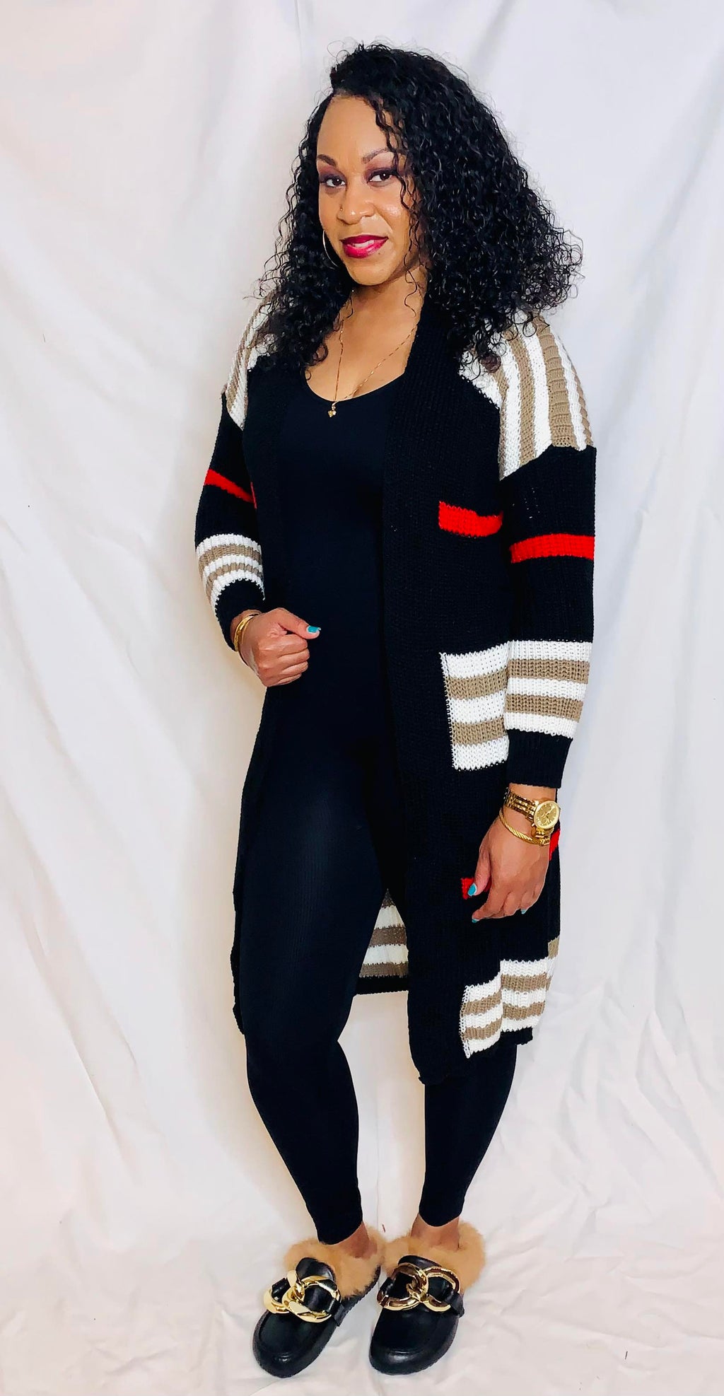 Longline Striped Cardigan