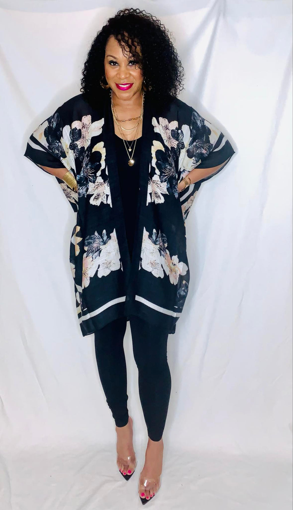 Floral Kimono- Black