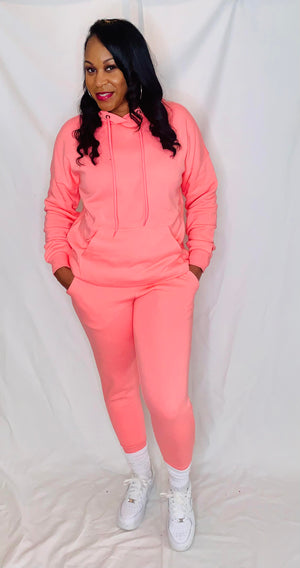 Hoodie and Jogger set- Bright Pink