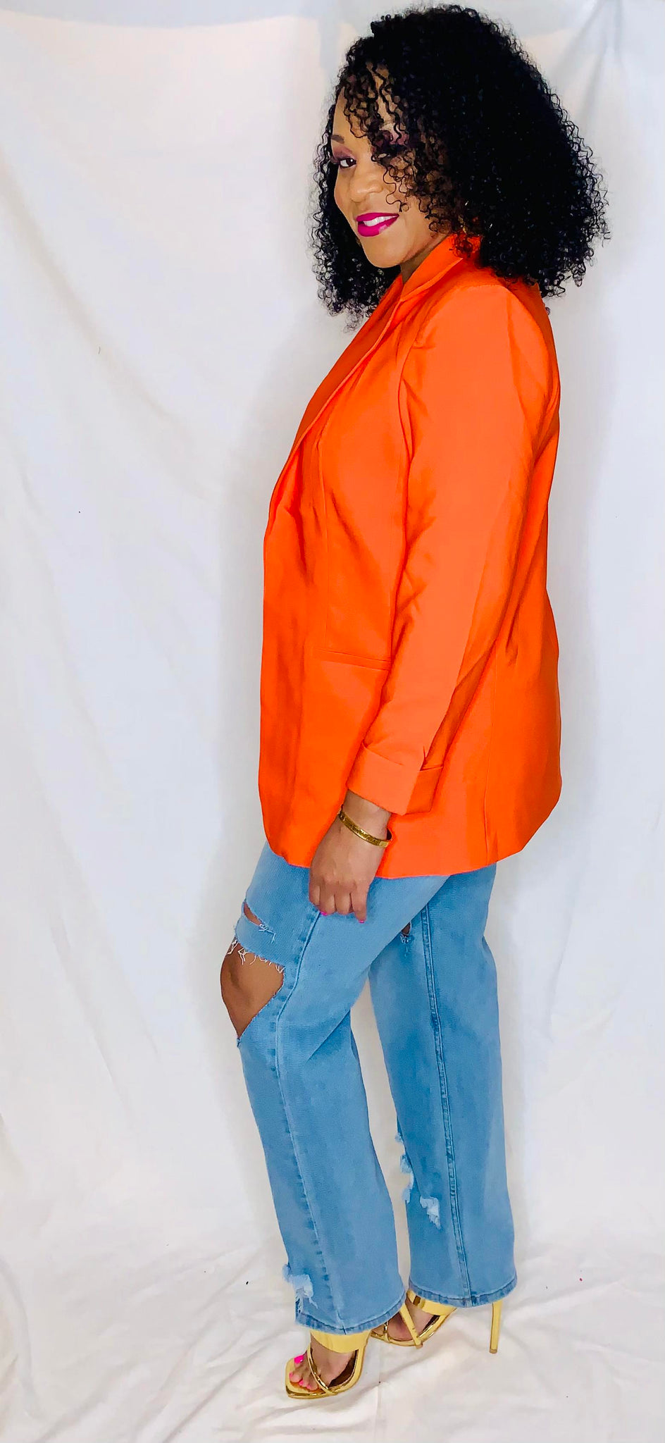 Solid Blazer-Orange