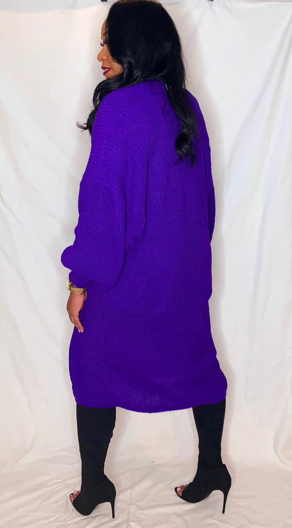 Long Knit Cardigan- purple