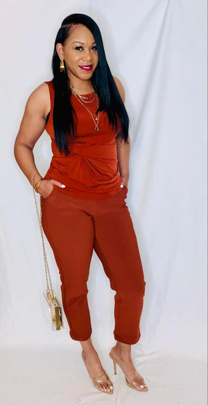 Capri Pant Set-Rust