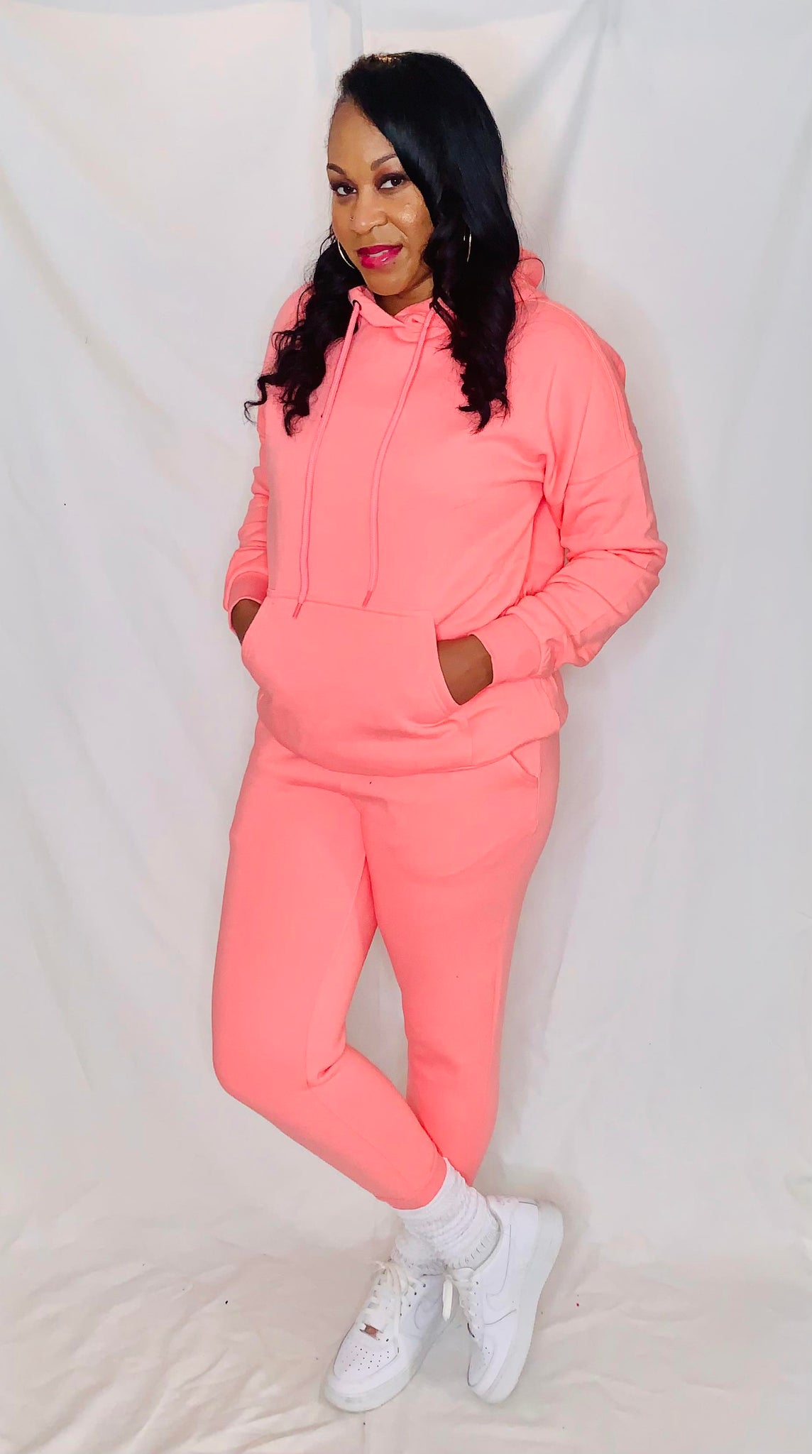 Hoodie and Jogger set- Bright Pink