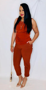Capri Pant Set-Rust