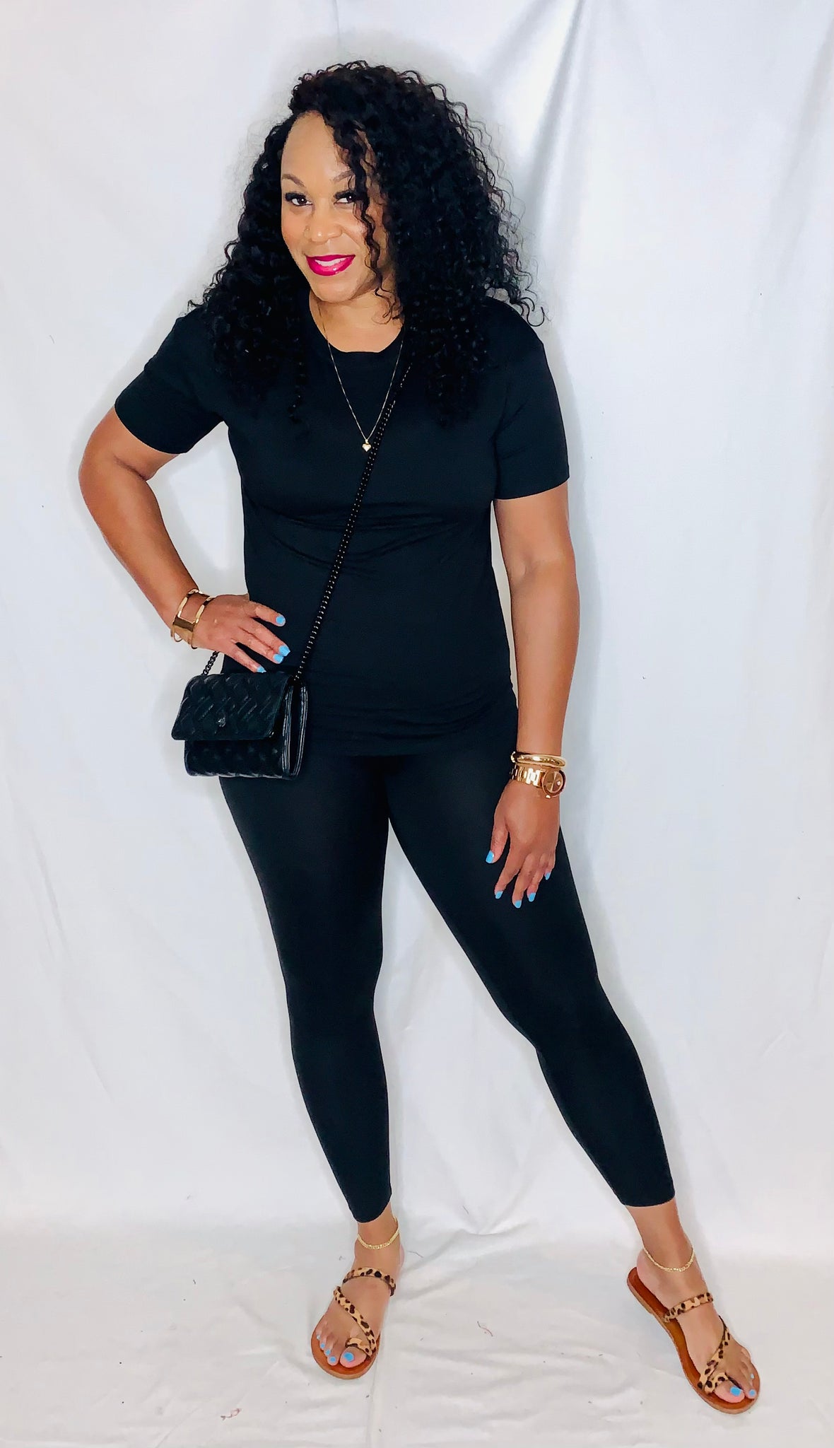 Short Sleeve Lounge Set- Black