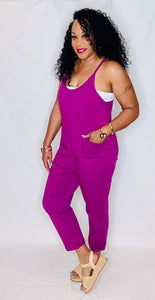 Spaghetti Strap Jumpsuit- Light Plum