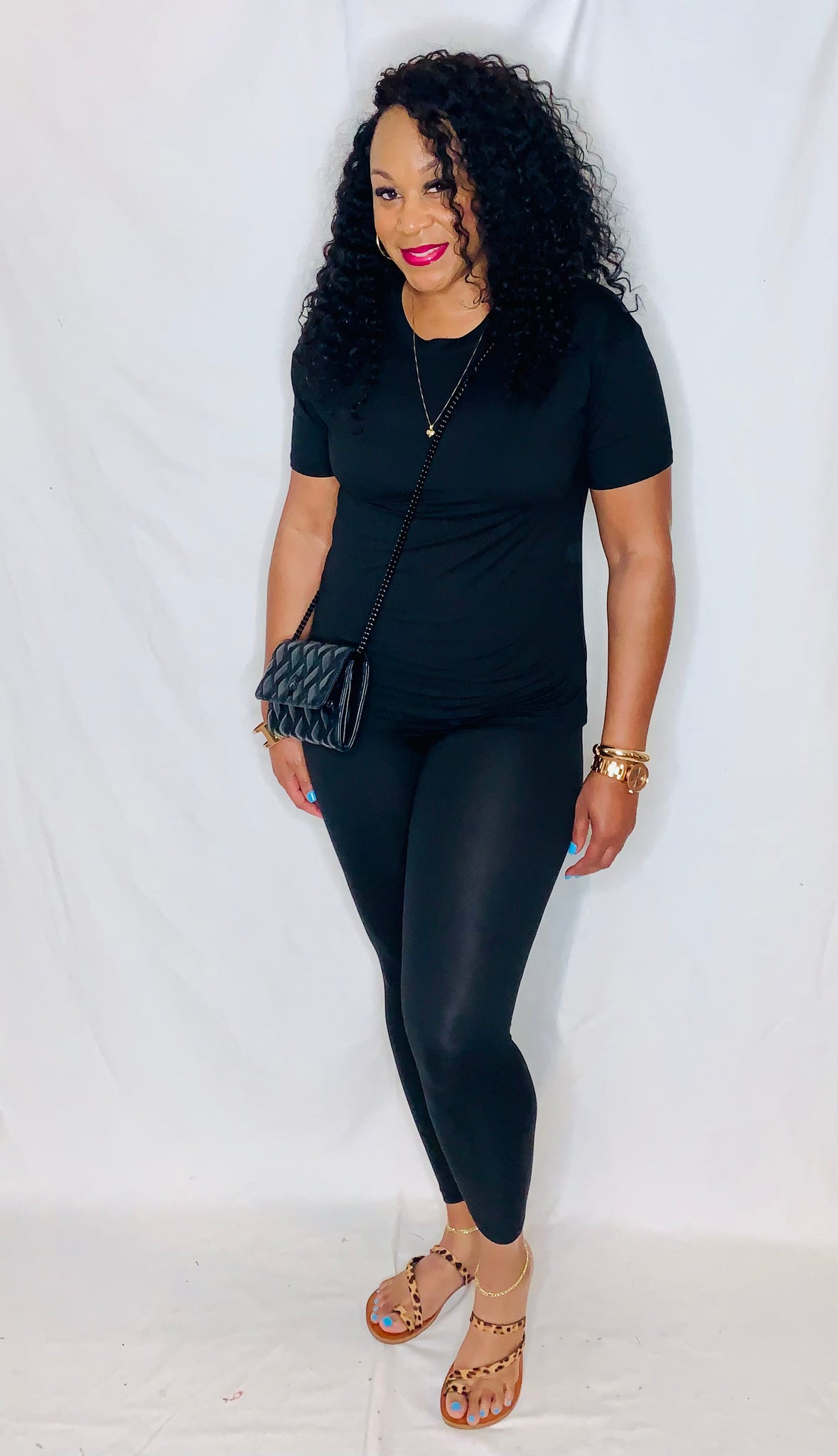 Short Sleeve Lounge Set- Black