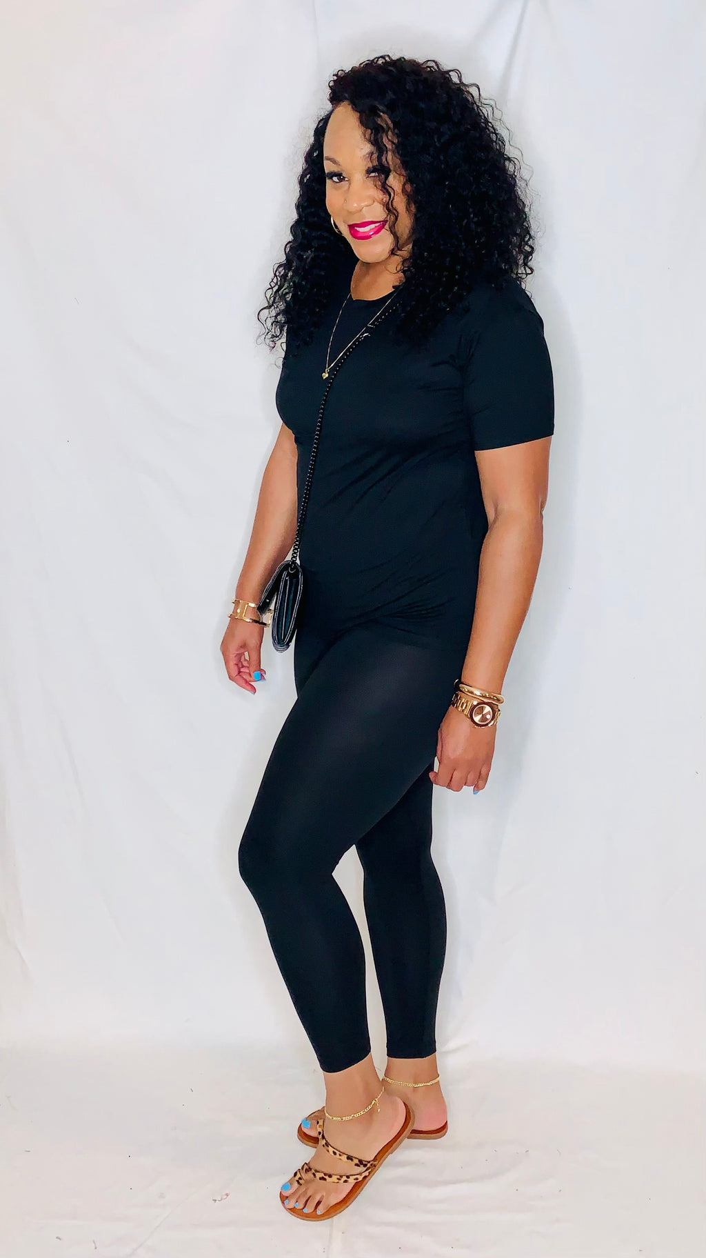 Short Sleeve Lounge Set- Black