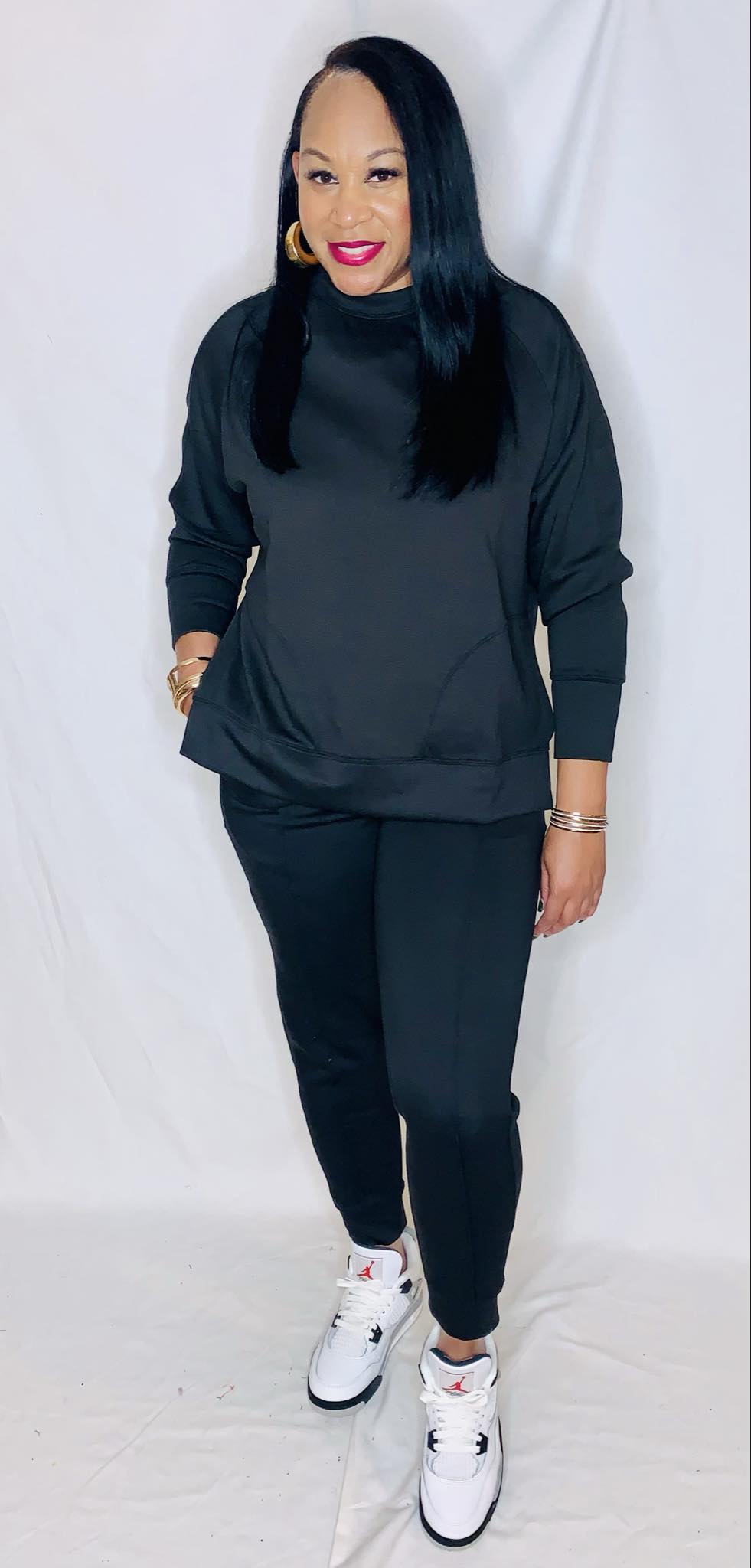 Scuba Pullover Jogger Set-Black