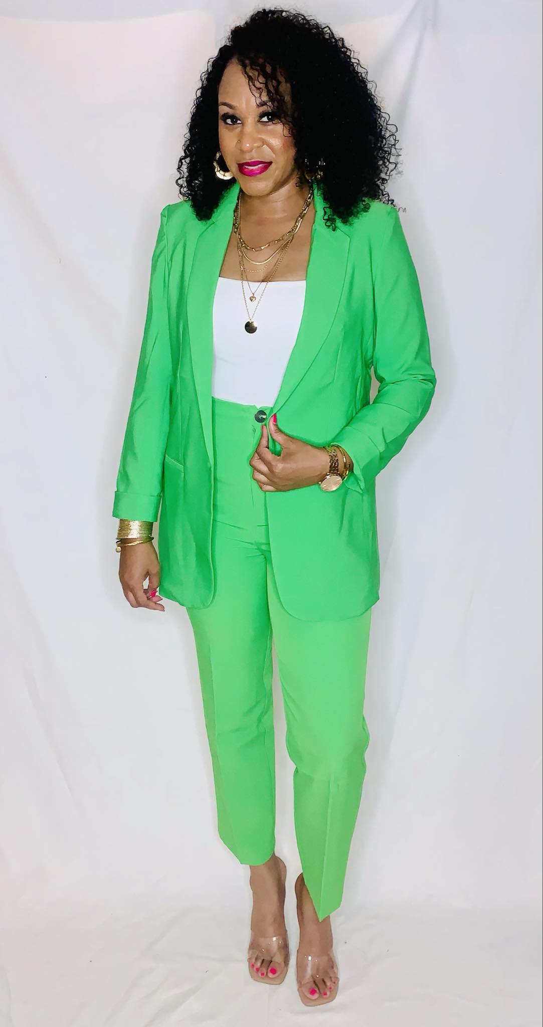 Solid Blazer- Green