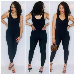 Ribbed Jumpsuit-black