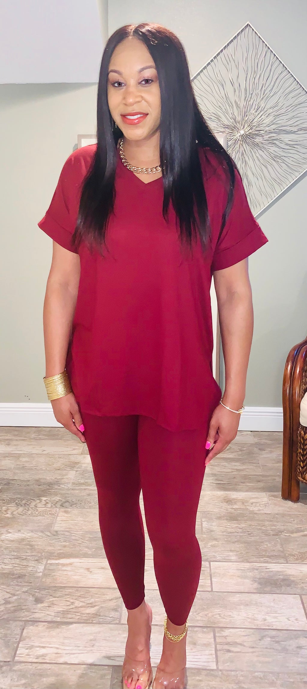 Soft 2 piece V Neck (plum)