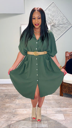 Kaftan Shirt Dress- Green