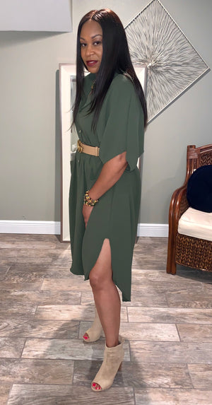 Kaftan Shirt Dress- Green