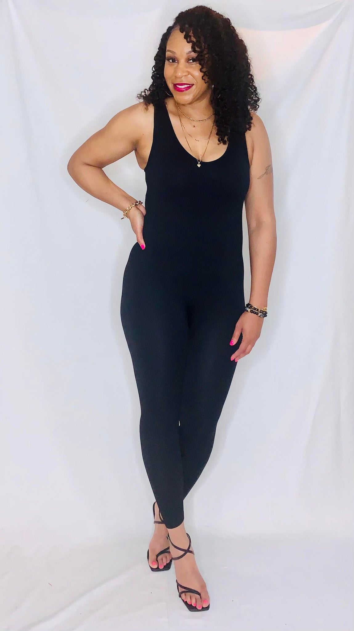 Ribbed Jumpsuit-black