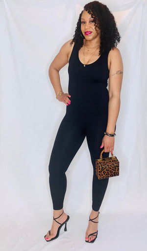 Ribbed Jumpsuit-black